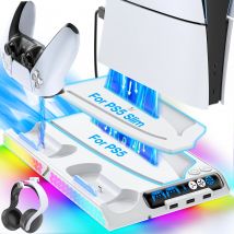 Für PS5/PS5 Slim Kühlstation mit automatischem Turbofan PS5-Kühlständer mit automatischer Temperatursteuerung, 3-stufige Geschwindigkeiten, 9 Sechskantlichter