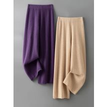 Frauen 100% Wolle Fischgrätenmuster Stricken Lose Hosen Dicke Allgleiches Gerade Hosen Weiche Feine Wolle Herbst Winter Lange Hosen