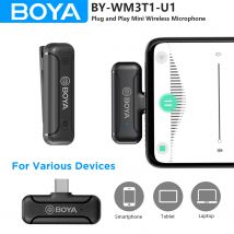 BOYA BY-WM3T1-U micrófono de solapa Lavalier inalámbrico para Android PC ordenador dispositivos USB-C micrófono de grabación de Audio y vídeo Youtube Vlog