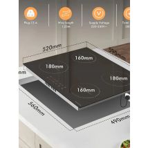 NOXTON Plug in Induction Hob, 4 Zones Electric 60cm Built-in, Touch, Safety Lock, 99-Min-Timer, Black, (UK:2800W/EU:3500W)