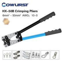Pinza per crimpare manuale per cavi portatile Utensile manuale per risparmiare manodopera Pinza per crimpare HX-50B 6-50mm 2/AWG 10-0 Crimpatrice per terminali con puntale