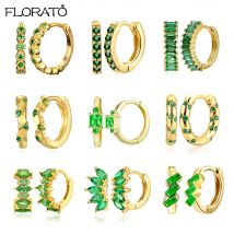 2PCS Elegante Grüne Minimal Creolen für Frauen Kristall Zirkonia Kleine Huggie Dünne Knorpel Ohrring Tragus Piercing Schmuck