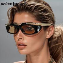 Y2K Punk Kleine Rahmen Oval Frauen Sonnenbrille 2025, Luxus Marke Design Trendy Vintage Quadratische Brille Sonnenbrille Für Damen Brillen