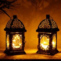 Vintage Kerzenhalter Laterne Retro Metall Laterne Hängen Batterie Betrieben Tisch Lampe Licht mit LED Fairy Lichter für Wohnkultur