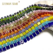 6x6mm quadratische Nepal Stil hand gefertigte Glas glasierte Druck Lampwork lose Spacer Perlen für Schmuck machen DIY Armband Zubehör