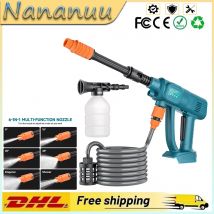 Nananuu Pistola per lavatrice per auto ad alta pressione senza fili Lavatrice per auto Tubo dell'acqua lungo regolabile per batteria Makita 18V