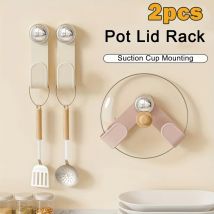 1/2 stücke Wand Montiert Topf Deckel Lagerung Rack Keine Punch Saugnäpfe Installieren Topf Abdeckung Halter Einstellbare Topf Deckel Haken lagerung Rack