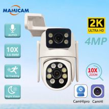 Telecamera IP WiFi 2K 4MP 3G 4G SIM Card Doppia lente Doppio schermo PTZ Sicurezza esterna CCTV Video sorveglianza Allarme luce Camhipro