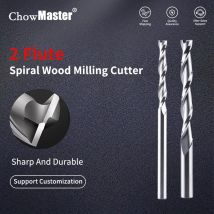 CHOWMASTER 2 Flöten Spiralschaftfräser CNC-Gravurfräser 3,175 4 6 8 mm Up Cut Fräser Werkzeug Hartmetall-Bits für Holz MDF