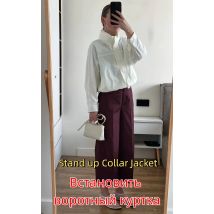 Winddichte Stehkragen-Kapuzenjacke für Damen, lässig, dünn, kurzer Mantel, Frühling und Herbst, einfarbig, Stehkragen-Jacke