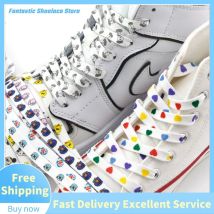 Lacci per cartoni animati scarpa corda per atletica nessuna elasticità lacci piatti di Sport bianco per il tempo libero donna Sneaker lacci per scarpe accessori