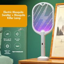 3 in 1 Scacciamosche elettrico Lampada antizanzare Killer Insetto Killer 3000V Tipo-C Ricaricabile Mosquito Killer Fly Killer