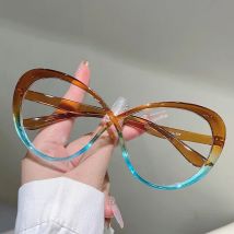 KAMMPT Cat Eye Brille Frauen Mode Candy Farbe Dekor Brillen Trendy Marke Design Blau Licht Blockieren Patchwork Optische Rahmen