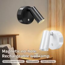 Magnetische kabellose LED-Wandleuchte mit Touch-Schalter, wiederaufladbares Nachtlicht, Strahler, Helligkeit, Farbe, dimmbar, Schlafzimmerschrank