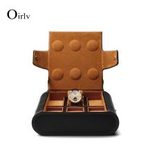 Oirlv Schwarz 6 Grids PU Leder Uhr Storage Box mit Samt Uhr Veranstalter Fall Schmuck Display Box