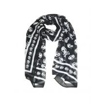 Black Chiffon Silk Feeling Skull Print Fashion Long Scarf Shawl Scaf Wrap For Women