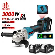 ONEVAN 5 pollici 125mm smerigliatrice angolare elettrica senza spazzole 6 velocità lucidatrice a batteria macchina multifunzione utensili elettrici For21V 18V