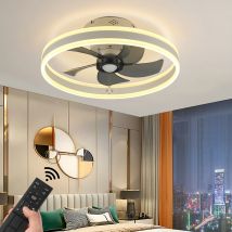 Ventilatore da soffitto rotondo da 50 W con illuminazione a led, lampada da soffitto a LED con ventilatore da 50 cm, ventilatore da soggiorno dimmerabile con telecomando