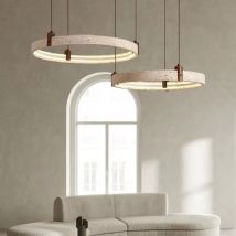 Artystyczna, naturalna żółta lampa wisząca z travertynu, okrągła lampa LED w stylu wabi sabi, minimalistyczna do salonu, sali wystawowej, hanglamp