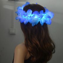 1pcs Women Girl LED Hawaii Hawaiian Lei Headband Glow Light up Flower Crown Wreath Birthday  Party