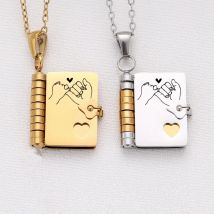 To My Daughter I am Always With You Book Necklace Openable Multi Layer Heart Book Locket Pendant Necklace German Jewelry Choker