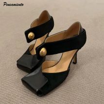 Vintage Karree Patchwork Leder Frauen Pumpen Mode Frühling Herbst Mary Janes Rosshaar Stiletto High Heels Party Prom Schuhe