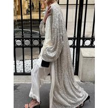Mode Pailletten Lange Ärmeln frauen Strickjacke Herbst Casual Streetwear Lose Jacken Damen Temperament Einfarbig Oberbekleidung