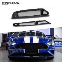 Parrillas de fibra de carbono para parachoques delantero de coche, parrillas de carreras de malla para Ford Mustang 2018 2019 2020 2021, embellecedor de rejilla de malla, parrillas de carreras FRP