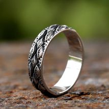 Neue Ankunft 316L Edelstahl männer Ring Japanische Mythologie Geschnitzte Augen Ring Für Männer Cool Rock Schmuck Geschenk Party