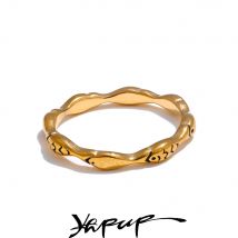 Yhpup #   Minimalistischer Modering aus Edelstahl mit niedlichem Fisch, 18 Karat PVD-Beschichtung, stilvoller Lucky Chic-Schmuck, Accessoires, Geschenk