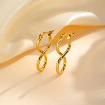 Orecchini pendenti Infinity alla moda per donna, orecchini a cerchio geometrici in acciaio inossidabile placcato oro 18 carati, regali classici di gioielli