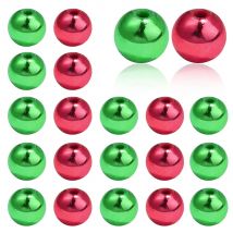 50-100pcs/lot 8 10mm Christmas Series Acrylic Round Beads Red Green Color Loose Spaced Bead For DIY Bracelet Earring Accessories