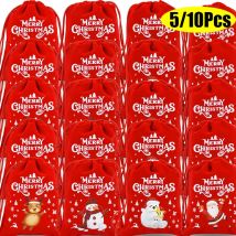 5/10Pcs Christmas Gifts Velvet Bags Santa Candy Cookeis Jewelry Wrapping Drawstring Bag Xmas Tree Decorations For Home New Year
