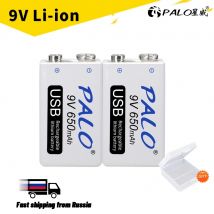 PALO 650mAh 9V batteria ricaricabile agli ioni di litio Micro USB 9V Crown batterie al litio per microfono Wireless Metal Detector per chitarra