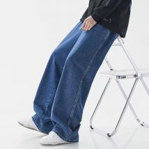 Neue 2024 Heißer Verkauf Koreanische männer Casual Lange Denim Klassische männer Gerade Bein High Street Denim Breite Bein hosen