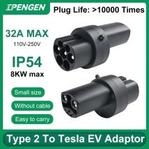 Ipengen Typ2 zu Tesla 32a 250V Wechselstrom adapter Schnell ladung EV Ladegerät Konverter Stecker für Modell Y/S/3 Elektro fahrzeug Auto