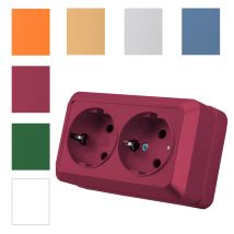 Rote Lack-Kunststoff-Steckdosen, EU-Standard, klassisch, zur Wandmontage, mit geschliffenen Steckdosen, Steckdosen, flammhemmend