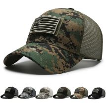 Bandiera americana adesivo mimetico berretto da Baseball ricamato berretto a rete da uomo berretto in Velcro all'aperto