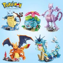 Kreskówka Pokemon klocki do budowania Pikachu Bulbasaur zabawka dla dzieci zmontowany Model Pet Elf Kid prezent dla dzieci kompatybilny z Lego