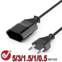 Przedłużacz zasilający EU 2-bolcowy przedłużacz zasilający European EU męski na żeński 5M/3M/1,5M/1M/0,5M Przedłużacz przewodu zasilającego EU AC