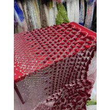 Mesh-Pailletten-Spitzenstoff, 3D-Stickerei, französisches Netz, 2025, hochwertige nigerianische afrikanische Spitze, 5 Yards zum Nähen von Partykleidern