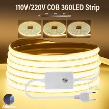 1M-50M 220V COB LED Strip dimmerabile 360LED/m Spina UE Cucina Decorazione della stanza di casa Nastro flessibile per illuminazione da giardino esterno
