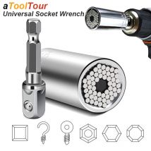 Uniwersalny zestaw kluczy nasadowych z tuleją Gadżet 7-19 mm Adapter do wiertarki Klucz Nakrętka Magic Grip Narzędzia wielofunkcyjne multitool