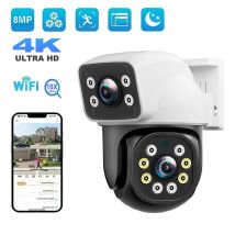 4K WiFi IP Kamera Dual Objektiv Outdoor Auto Tracking Zwei-wege Audio Dual Screen HD Nachtsicht CCTV Kameras sicherheit Überwachung