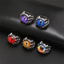 Retro Gothic Bunte Böse Augen Ringe Für Männer Frauen Kreative Persönlichkeit Klaue Dämon Auge Ring Halloween Party Ästhetischen Schmuck