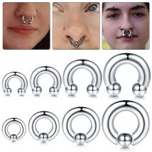 1pc 2/4/6/8g Stahl Hufeisen Nasenring Innengewinde große Ohrring Messgeräte Piercings Nasen Ohr Expander Septum Piercing