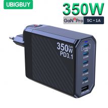 Ubigbuy 350W GaN Charger Fast Charger 140W PD3.1 QC PPS USB Phone Charging Station for MacBook Pro iPhone Samsung Laptop Tablet