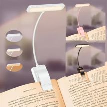 Lampada da lettura a LED regolabile a 3 colori ricaricabile tramite USB da 1 pz con morsetto Luce notturna per la cura degli occhi per letto, scrivania da studio