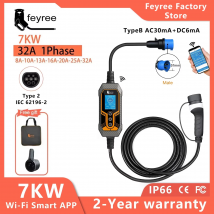feyree Type2 32A 7KW EVSE Wi-Fi APP Controllo Corrente regolabile Temporizzazione intelligente Ricarica per uso domestico e esterno