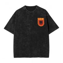 Uck albanischen Adler gewaschen T-Shirt männlich rot Logo Streetwear lässig T-Shirts Sommer o Hals Hip Hop T-Shirts Design übergroße Kleidung